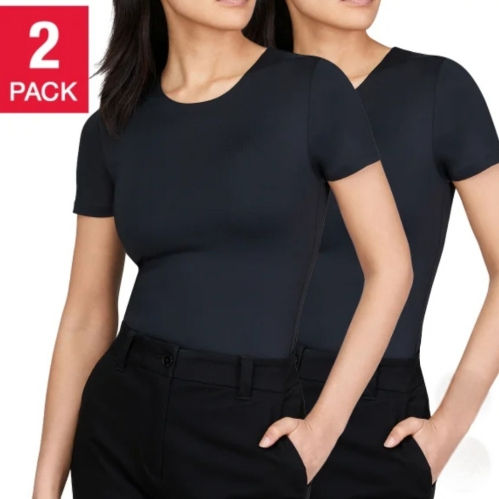 Frank & Oak Women's Short Sleeve Tees Size Small Black 2 Pack Fitted